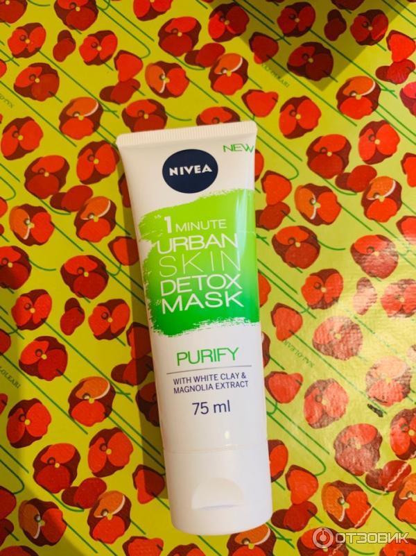 Маска 1 minute urban skin detox mask Nivea purify with white clay&magnolia extract фото