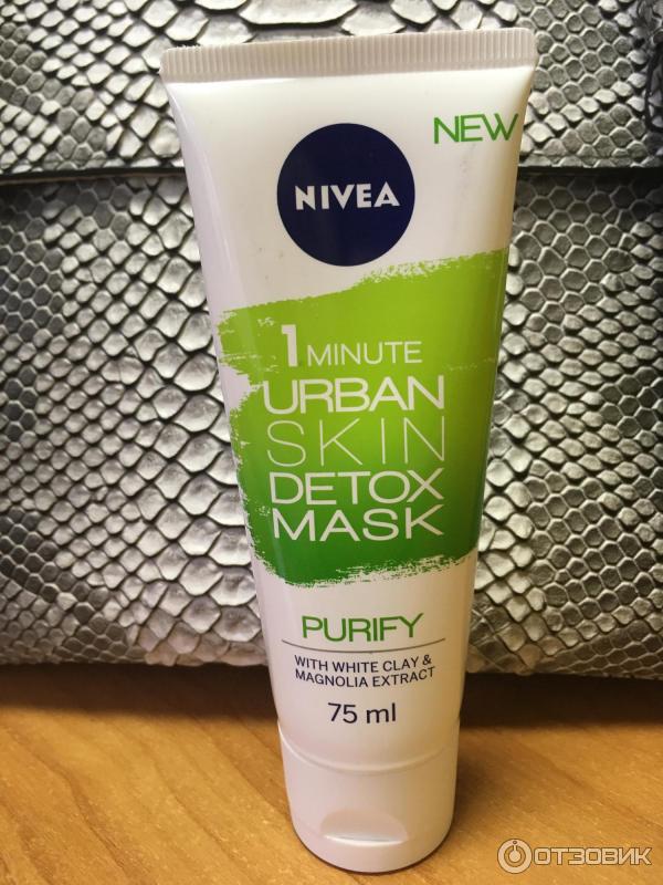 Маска 1 minute urban skin detox mask Nivea purify with white clay&magnolia extract фото