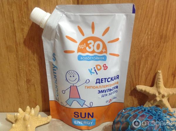 Детская гипоаллергенная эмульсия для загара Sun Energy spf 30 фото