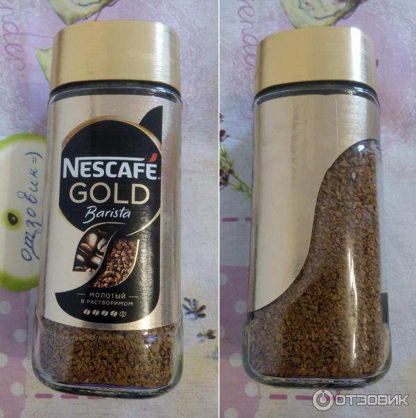 Молотый кофе в растворимом Nescafe Gold Barista - упаковка, дизайн