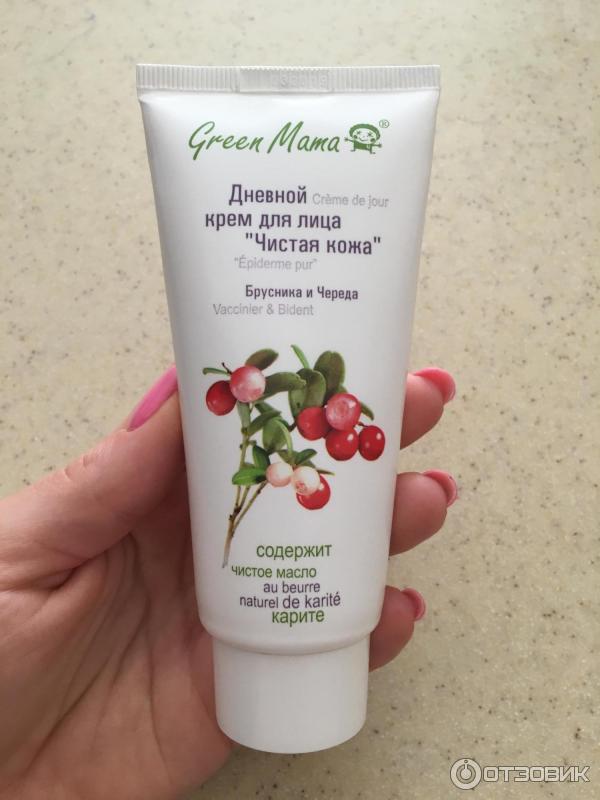 Дневной крем для лица Green Mama Чистая кожа брусника и череда фото