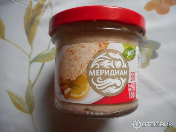 Консервы Меридиан-Эко Риет из лосося с миндалем фото