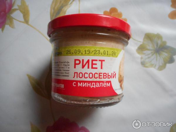 Консервы Меридиан-Эко Риет из лосося с миндалем фото