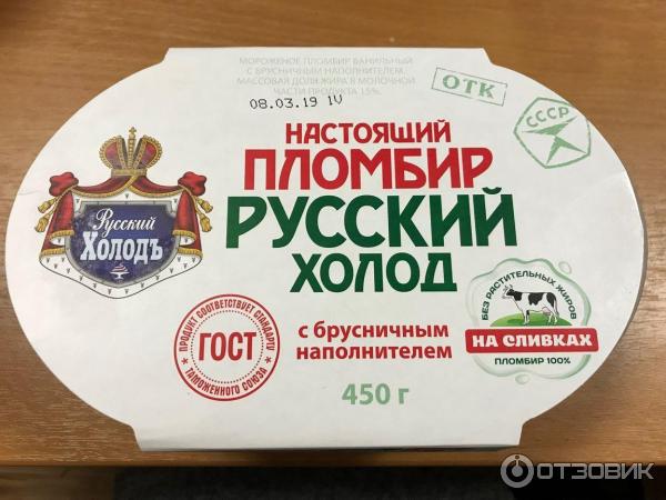 ПЛОМБИР НАСТОЯЩИЙ Русский Холод с брусничным джемом 450 грамм фото