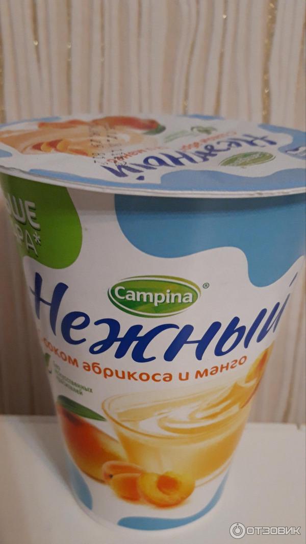 Продукт йогуртный пастеризованный Campina Нежный с соком абрикоса и манго фото