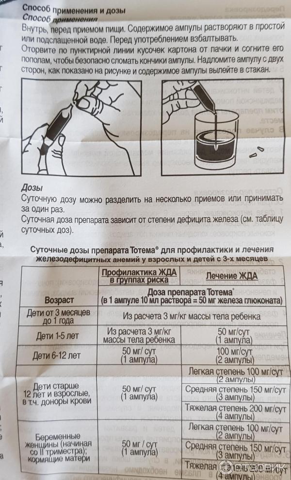 Как правильно пить тотема в ампулах