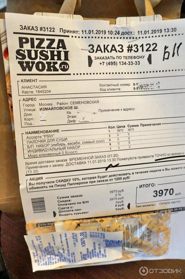 Доставка еды Pizza sushi wok.ru (Россия, Москва) фото