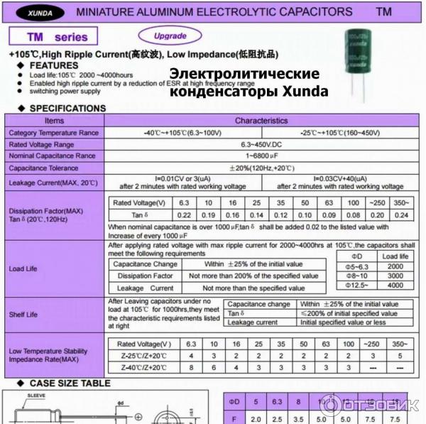 Конденсатор электролитический Xunda