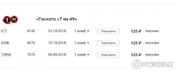 Итоги тиража гослото 7 из 49