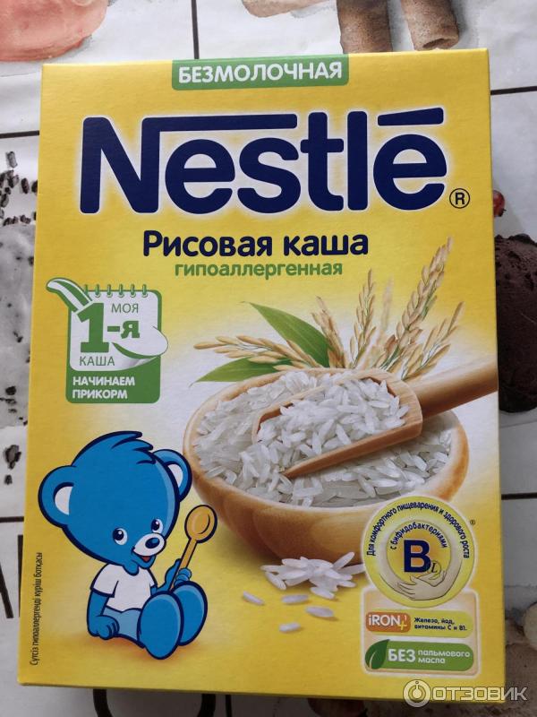 Детская безмолочная рисовая каша Nestle гипоаллергенная фото