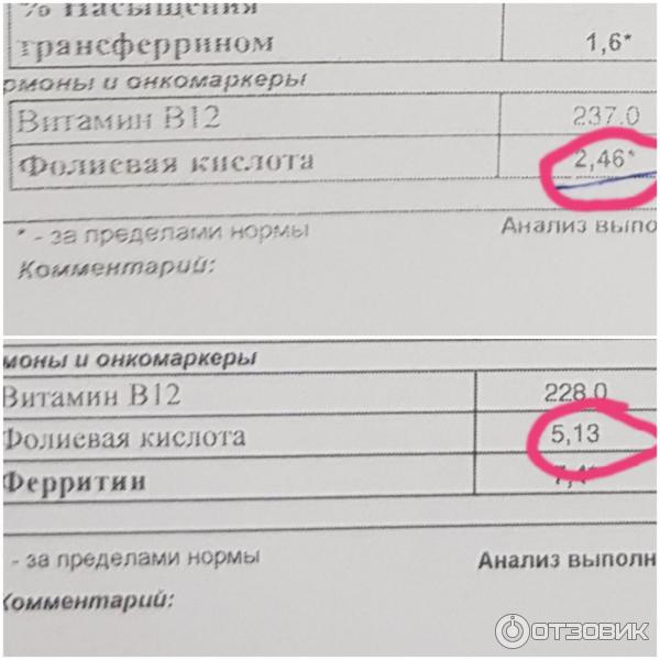 Норма фолиевая кислота у женщины таблица
