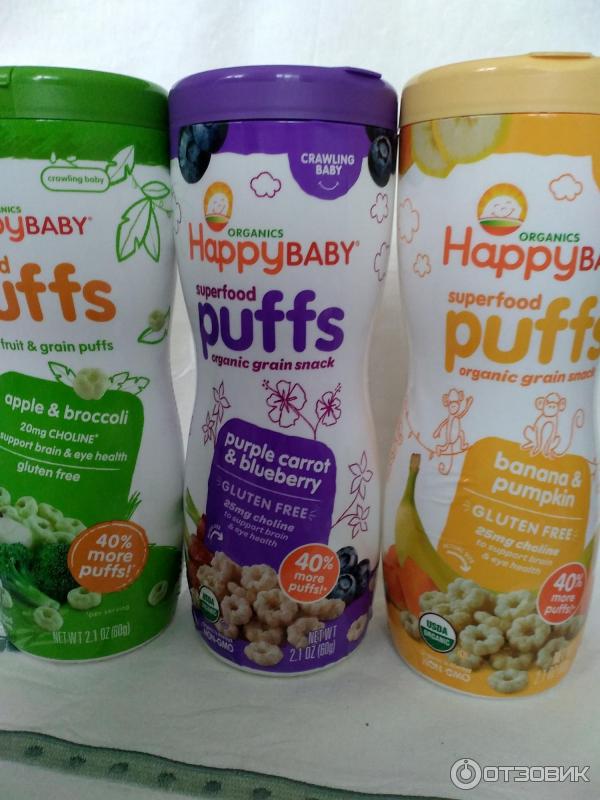 Органические колечки superfood puffs happybaby фото