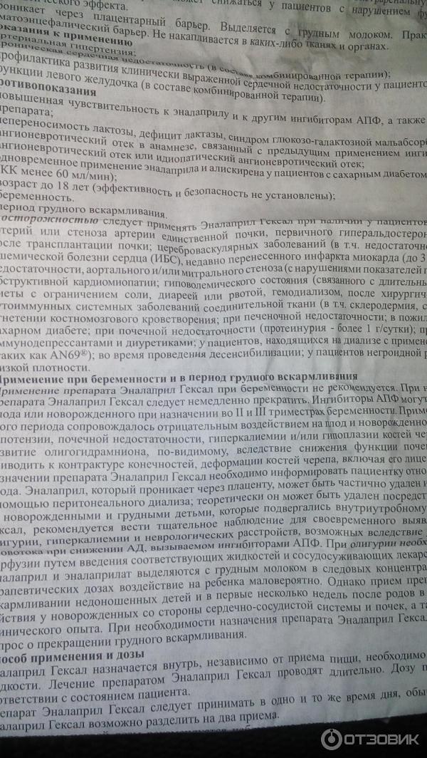 Таблетки эналаприл гексал инструкция по применению
