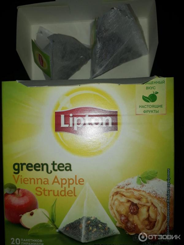 Чай зеленый Lipton со вкусом яблочного штруделя фото