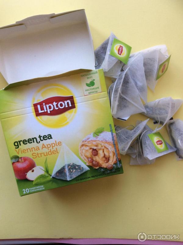 Чай зеленый Lipton со вкусом яблочного штруделя фото