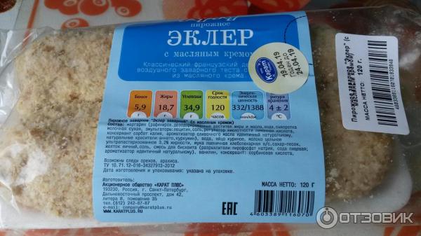 Эклеры ермолино состав