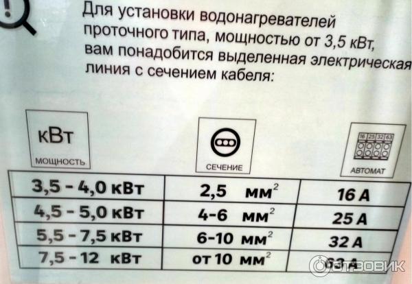 Какое сечение провода для подключения бойлера Отзыв о Проточный водонагреватель Electrolux Smartfix 2.0 3.5S Нужная вещь в опр