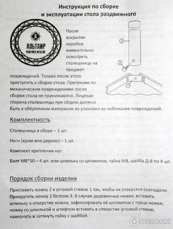 Инструкция по сборке стеклянного стола