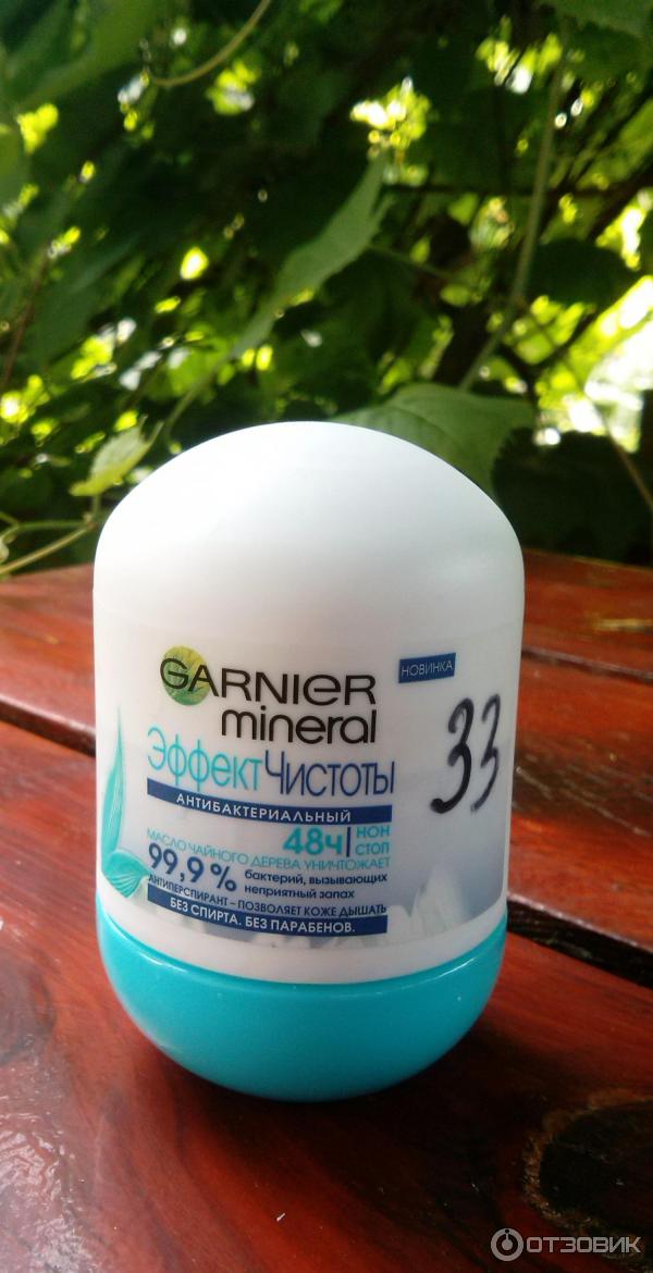 Дезодорант-антиперспирант шариковый Garnier Mineral Эффект чистоты антибактериальный фото