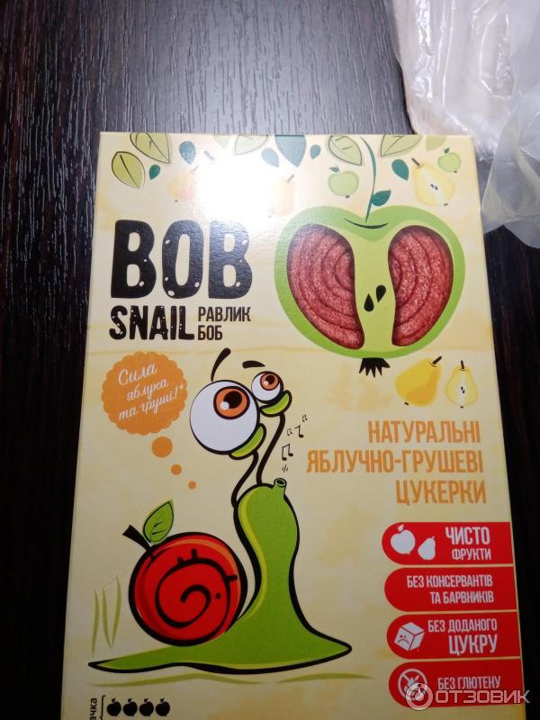 Натуральные яблочные конфеты Эко Снек Bob snail фото