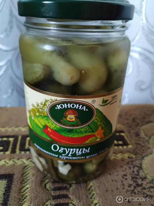 Консервы Юнона Огурцы маринованные корнишоны целые фото