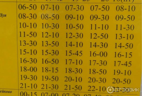 Расписание автобусов Иваново — Шуя