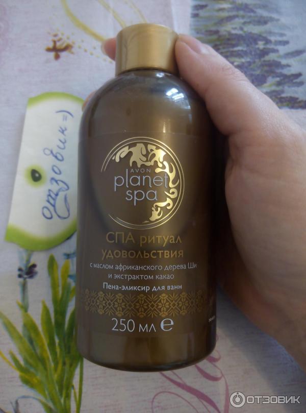 Пена-эликсир для ванн Avon Planet SPA Ритуал удовольствия с маслом Ши и экстрактом Какао - дизайн упаковки