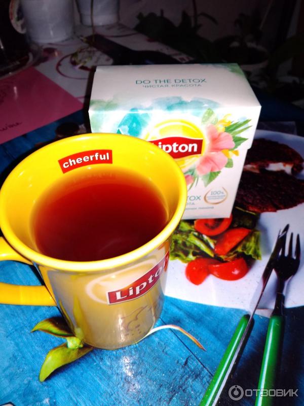 Напиток травяной Lipton Do the detox Чистая Красота с гибискусом, лемонграссом и корочками лимона фото