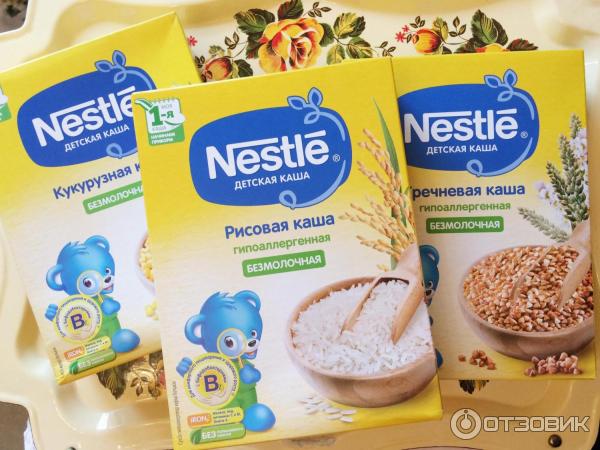 Детская безмолочная рисовая каша Nestle гипоаллергенная фото