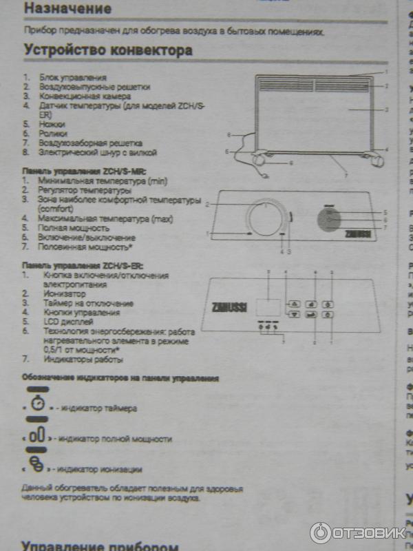 Электрический конвектор ZANUSSI ZCH/S-1000 MR фото