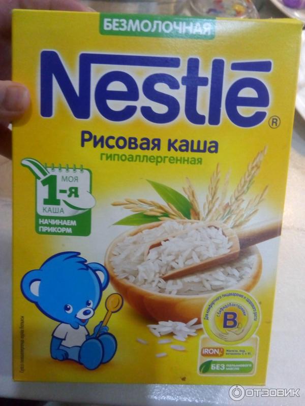 Детская безмолочная рисовая каша Nestle гипоаллергенная фото