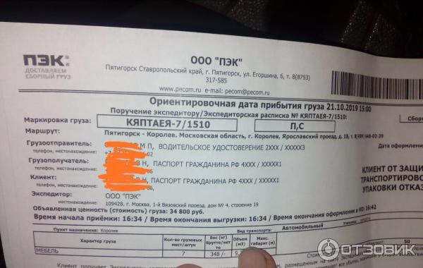 Пэк сроки доставки